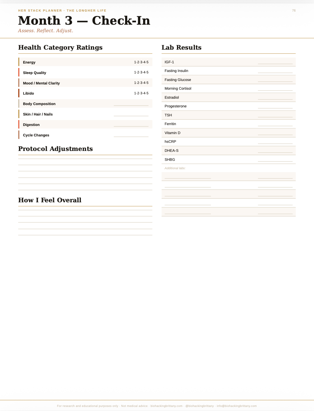 Her Stack Planner: 90-Day Peptide Tracking Journal for Women