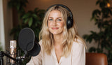 Brittany Ford recording The LongHer Life podcast